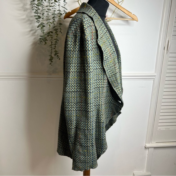 Ivan Grundahl wool tweed style waterfall jacket in green - Picture 3 of 10
